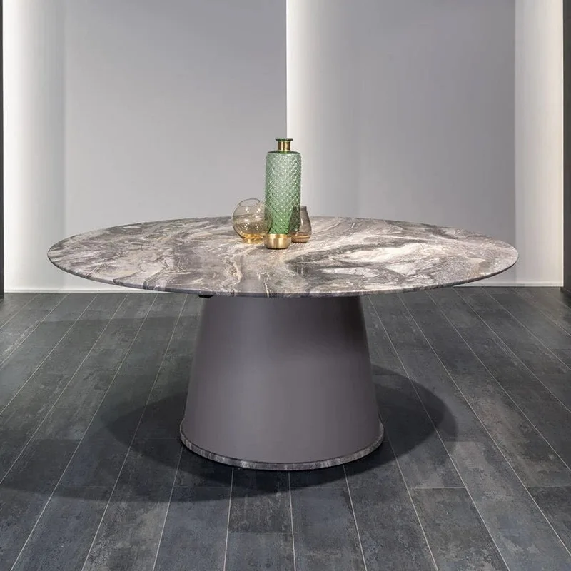 Rotsplaat salontafel woonkamer huishouden eenvoudige roestvrijstalen ronde combinatie salontafel