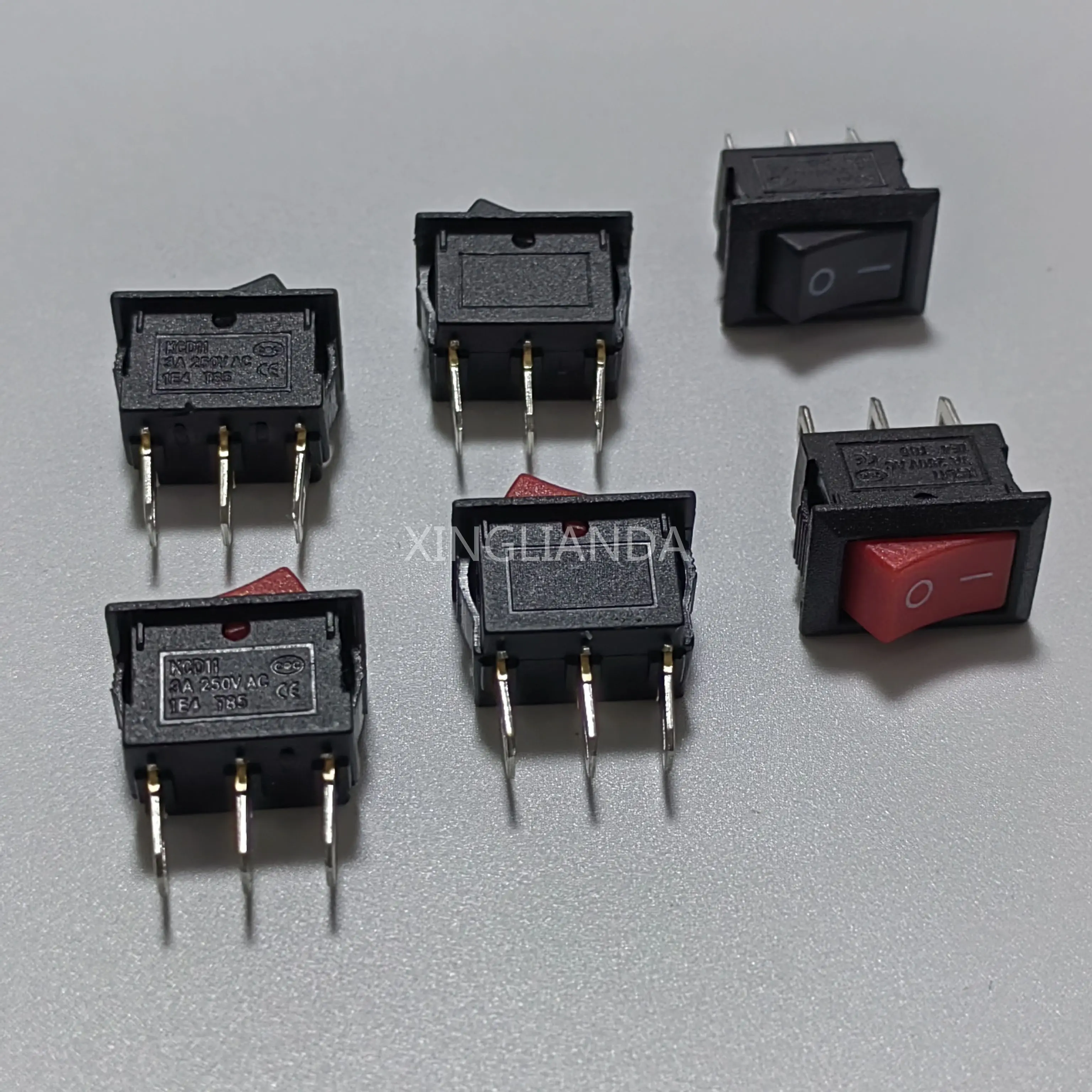 20PCS KCD1-11 10X15MM Rocker Push Button Mini Switch 3A 250VAC 6A 125VAC 3Pin Snap-in On/Off 10*15 Black Red image 4
