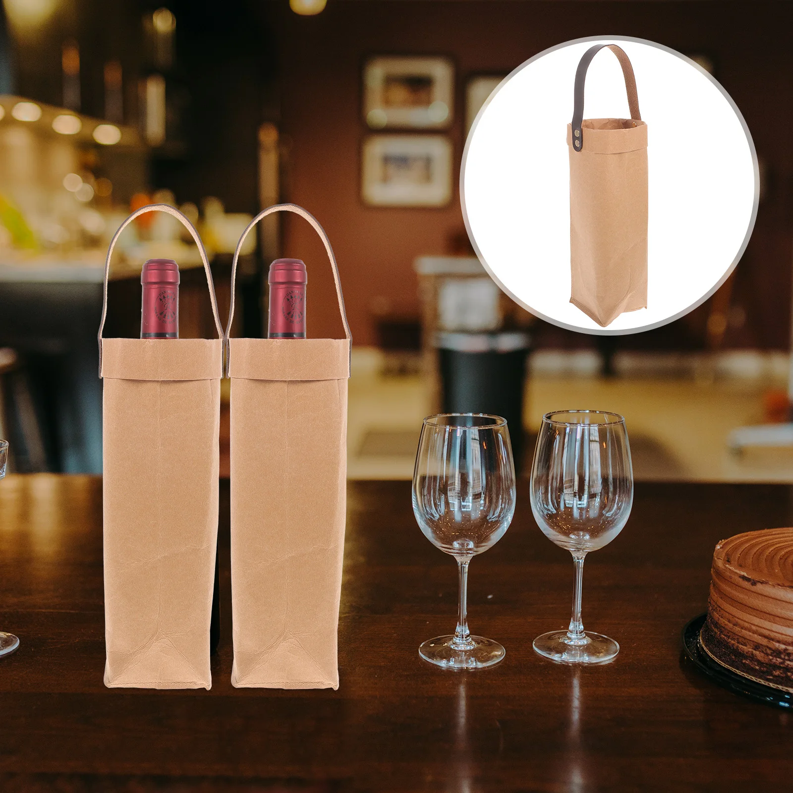 

Tote Bag Reusable Gift Bottle Carrier Paper Premium Pu H Durability Washable Bag Bottles Gifts Packaging