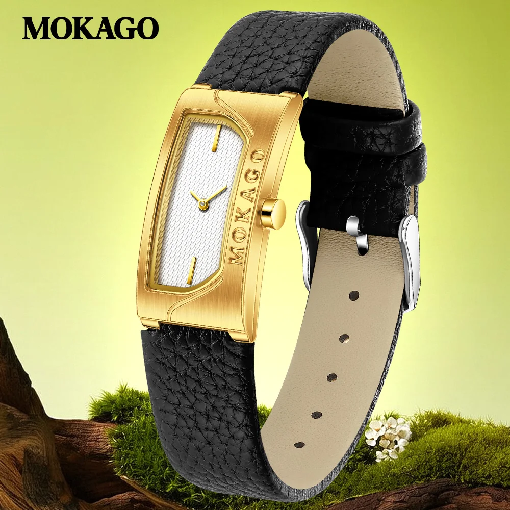 

Классические прямоугольные женские кварцевые часы - водонепроницаемые роскошные легкие с кожаным ремешком, элегантные темпераментные женские наручные часы