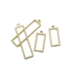 10Pcs Zinc Alloy Open Bezel Rectangular Charms Hollow Resin Frame Pendant For DIY Earrings Necklace Jewelry Making Accessories