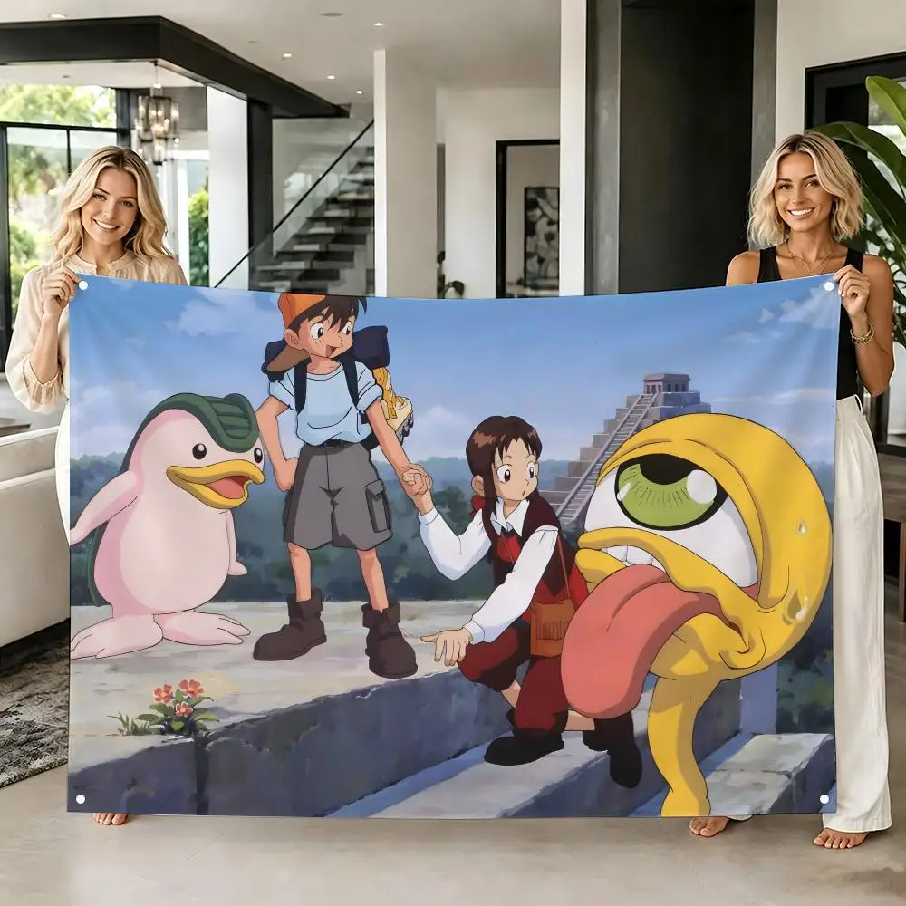 Retro 90s Adventure Anime M-Monster Rancher Flags Tapestry Creative Pattern Photo Living Room Wall Art Party Outdoor Decor