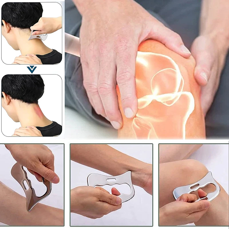 Aço inoxidável gua sha vara tecido profundo relaxar celulite massageador para o corpo emagrecimento raspagem placa massagem muscular relaxamento