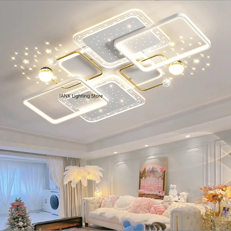 

Acrylic Gold White Living Room Bedroom LED Light Ceiling Light Modern Indoor Household Light Dimming Whit Remote
