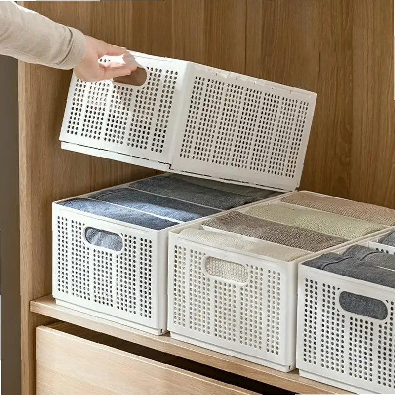 Foldable Clothes Storage Box for Wardrobe Closet, Underwear Organizer Drawer Dividers, Space-Saving Jeans Container - Image 4