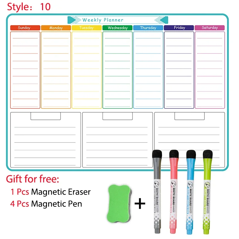 A3 Size Weekly Monthly Planner Dry Erase Whiteboard Fridge Magnetic Calendar Message Boards Menus Plans Writing Board