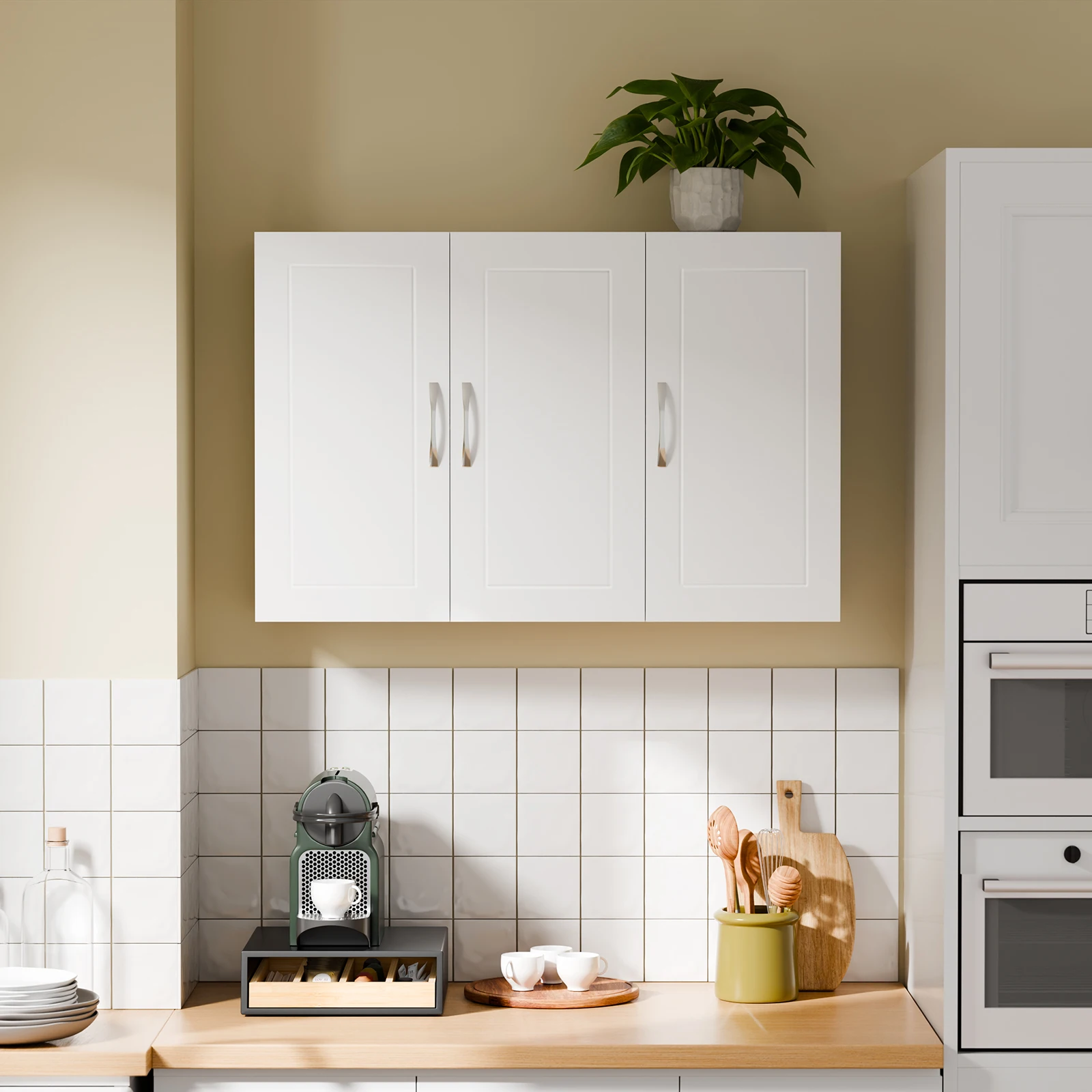 SoBuy FRG231-L Hängeschrank Badezimmerschrank Hängend Wandschrank mit Verstellbarem Regal Für Bad, Küche, Wohnzimmer 90x60x30cm – Detail 2