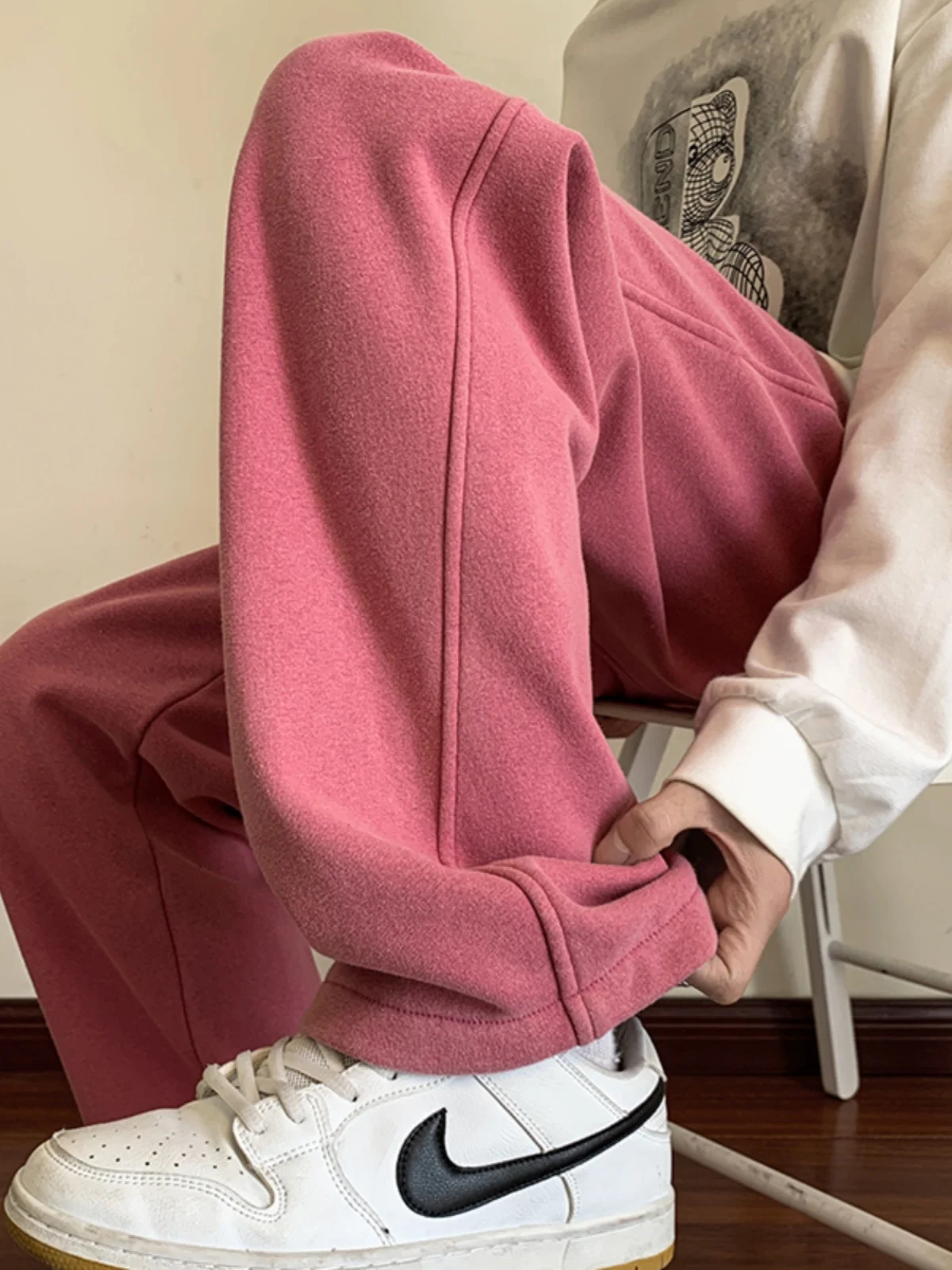 

Retro American Waed Casual Pants Men's Spring Autumn Loose Lazy Sle Sweatpants Youthful Vitali Wide Leg Straight Tube