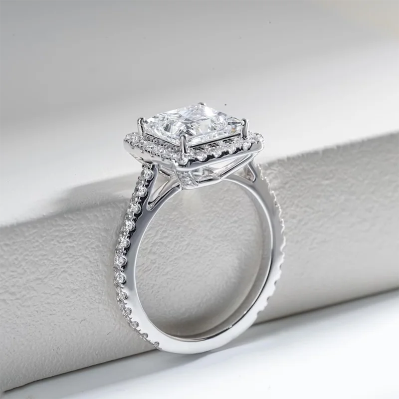 Platinum 950 EF VS-VVS 2CT Princess Cut Lab Grown Diamond CVD HPHT IGI Certified Engagement Ring Halo Diamond Ring For Girls