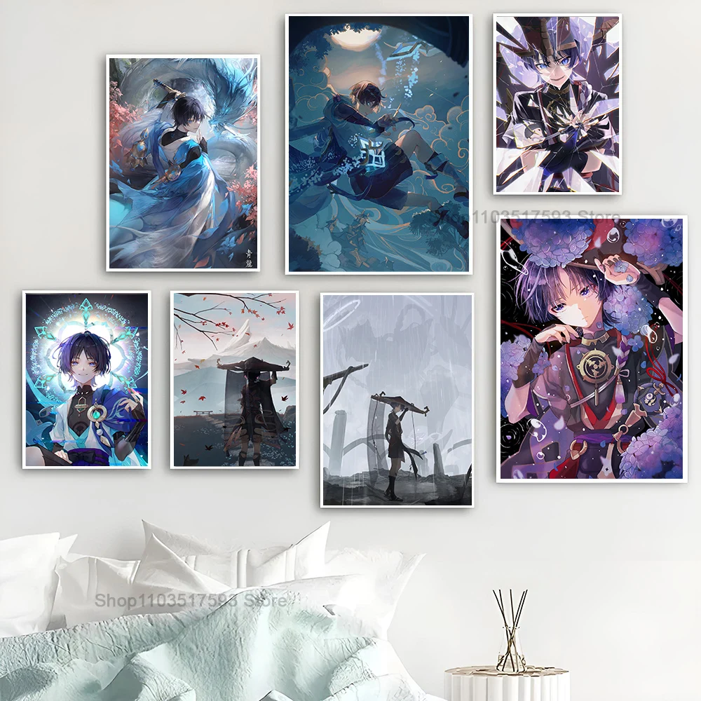 Home Decor Poster Stickers Scaramouche Genshin Impact Decorative Painting Bedroom Bedside Living Room Hotel Cafe Entrance Mural