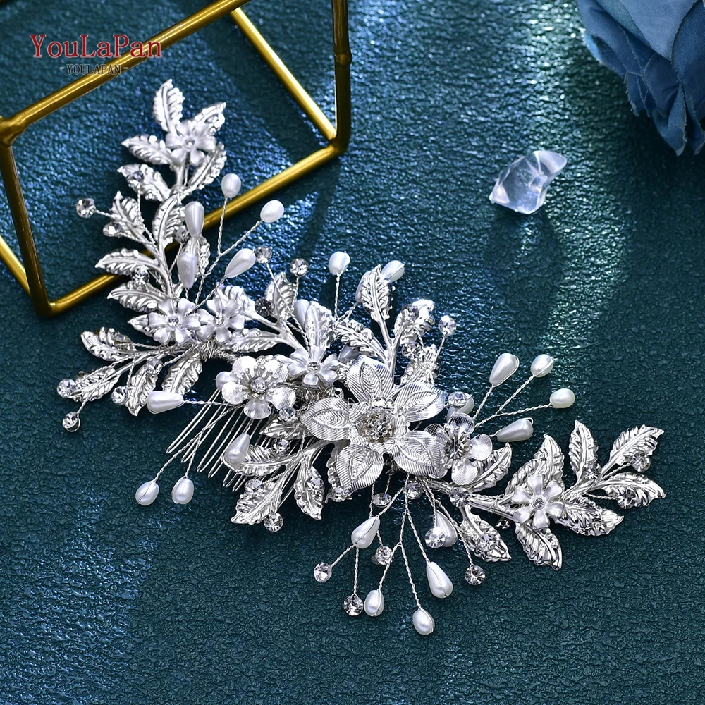 YouLaPan Bride Party Accessories Bridal Headband Alloy Leaf Hair Decoration Faux Pearl Headwear Elegant Women Headdress HP683