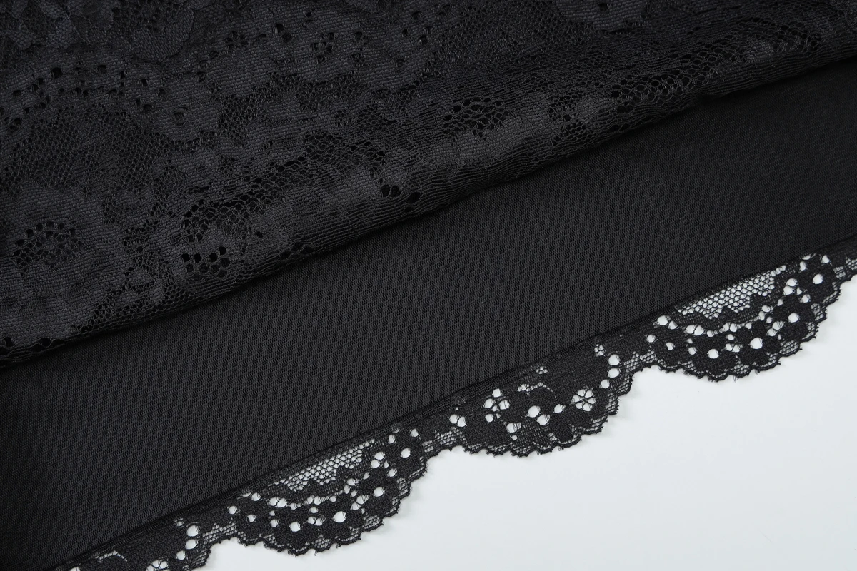 Hugcitar Damenmode, Spitze, solide Slips, Patchwork, sexy, schlank, durchsichtig, Minikleid, Sommerurlaub, Party, Nachtclub, Outfit – Detail 8