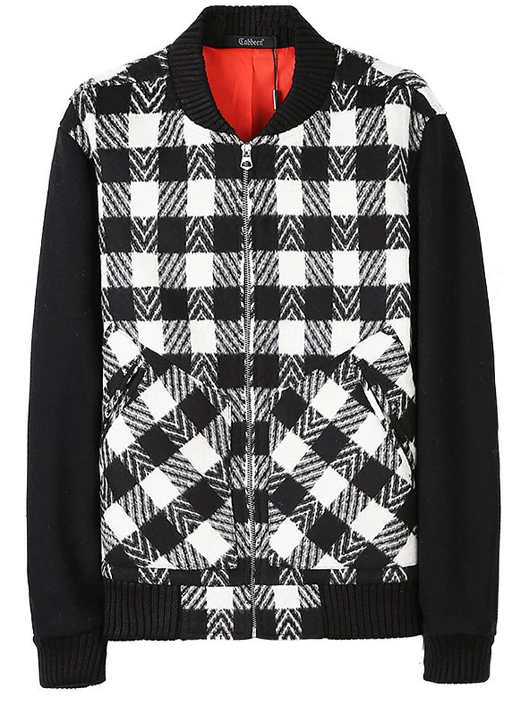 

Повседневная мужская шерстяная куртка с бейсбольным воротником в стиле пэчворк без бирки, осенне-весеннее облегающее длинное пальто све