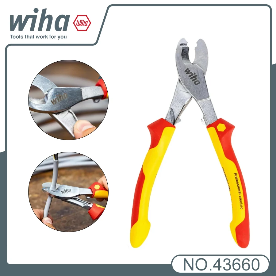 WIHA 43660 Insulated Cable Cutters 1000V VDE 180 mm with Switchable Opening Spring Electrical Spring Plier electrician tools