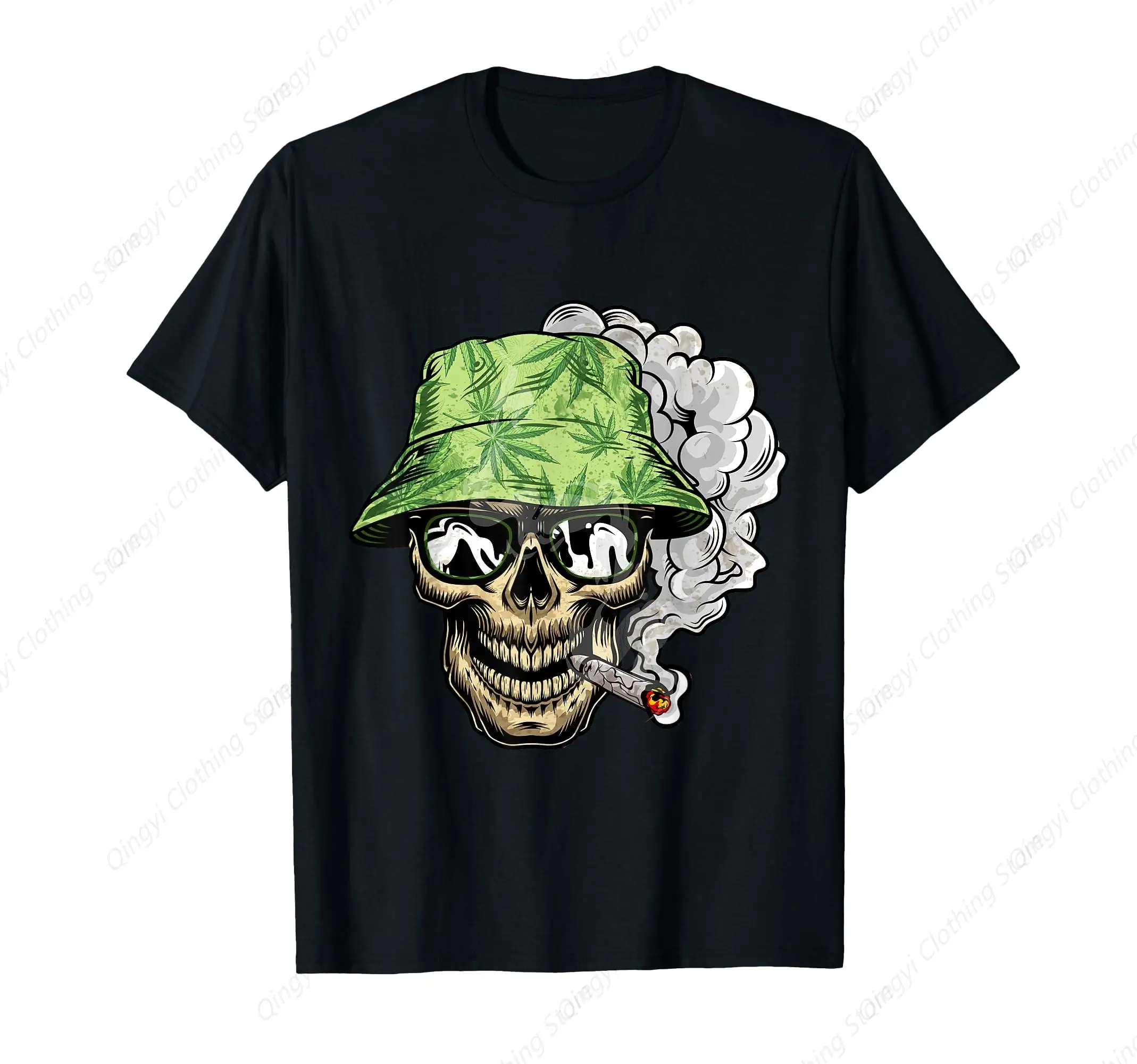 

Skull Smoking Cannabis Wearing Weed Hat Vintage T-Shirt