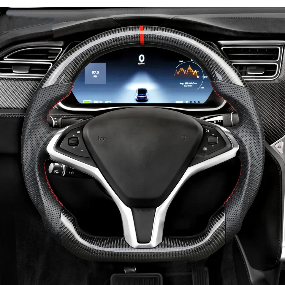 Custom Car Steering Wheel Fit For Tesla Model S Model X 2015-2020 Real Carbon Fiber Steering Wheel