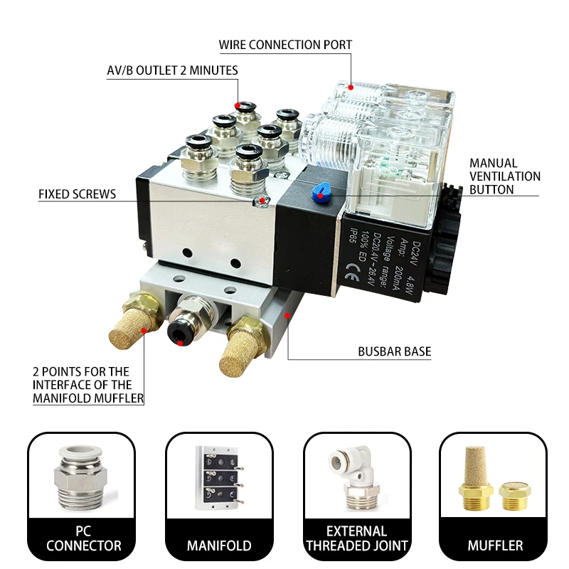 4V210-08A 5/2 Way Solenoid Valve, 1/4