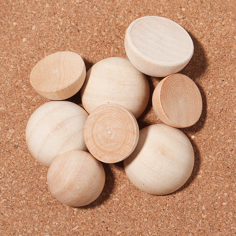 10-50pcs/lot Natural Color Half Round Wooden Beads Flatback Cabochon Split Wooden Balls For DIY Necklace Bracelet Jewelry