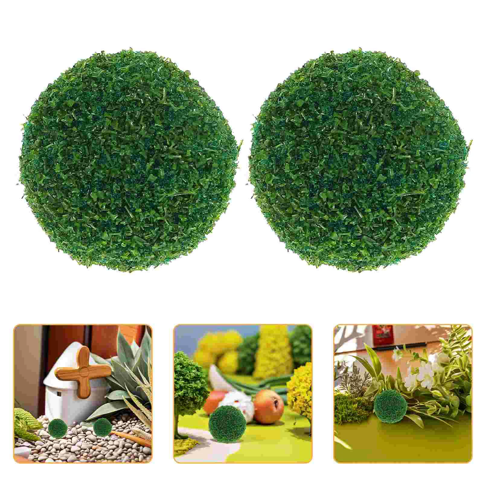 5 Buah Model Meja Pasir Bola Tanaman Buatan Bulat Tanaman Bunga Rumput Miniatur Topiary Gantung Bola Liburan Hijau Palsu