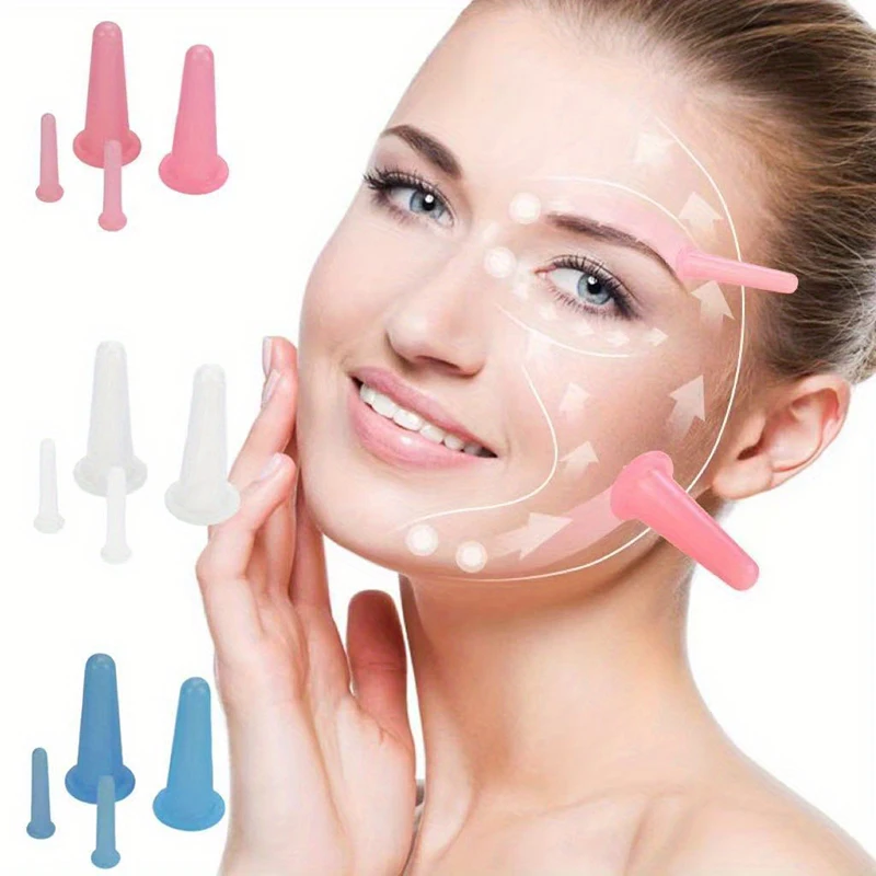 2Pcs/set Natural Silicone Cupping Massage Cup for Body Fac Neck Eye Massage Vacuum Tank Body Facial Care Anti-aging Beauty Tool