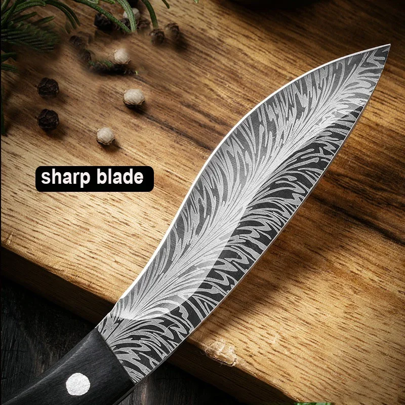 Mongolian Meat Eating Knife Handmade Forged-Knife Sheep-Knife Stainless Steel Fruit Boning-Knife Cleaver Kitchen Butcher-Knife