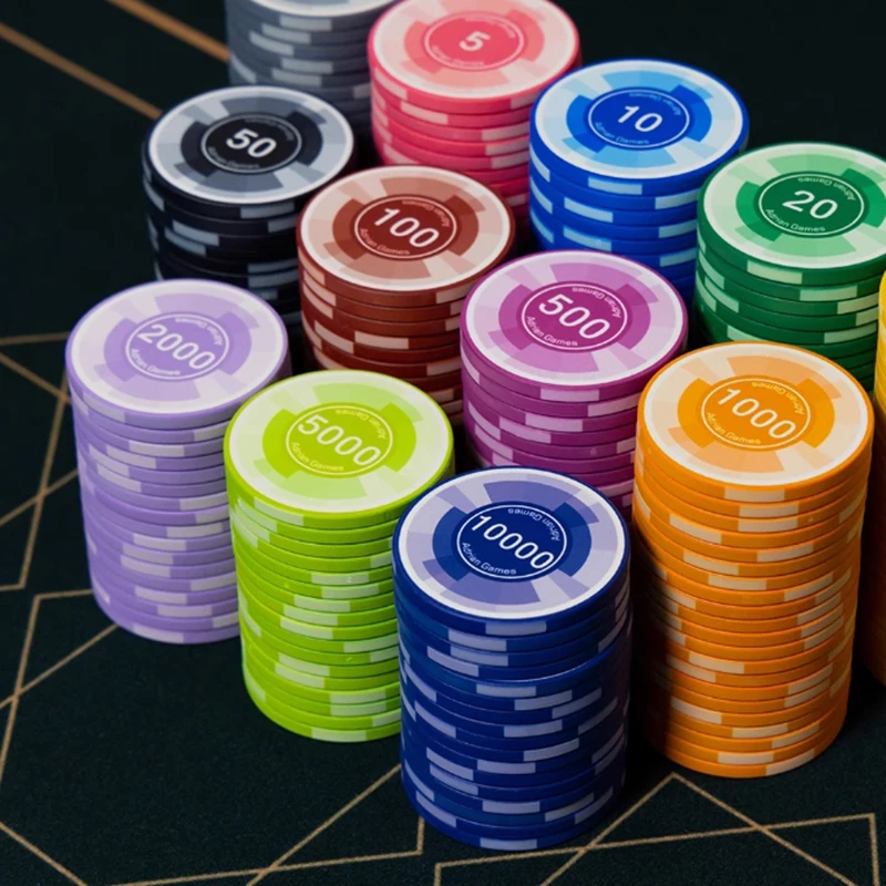 25pcs 43mm Ceramic Poker Chips Coin Chess Room Chip Board Game Poker Club Exclusive Texas Hold'em Chip Storage Box Table Games