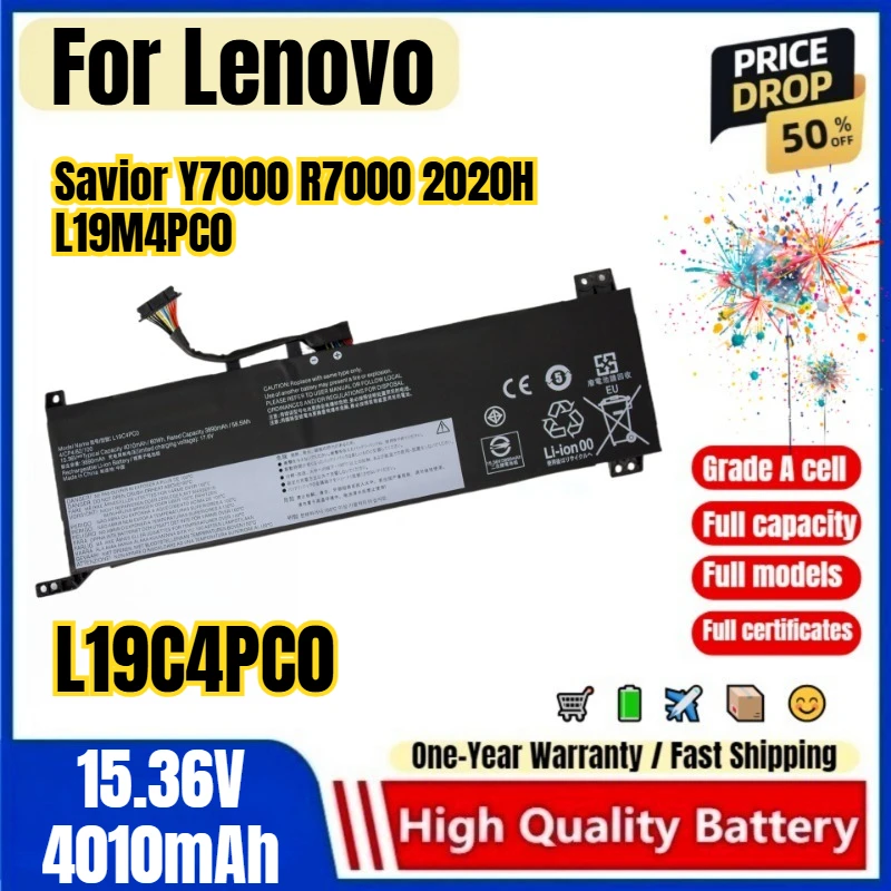 L19C4PC0 for Lenovo Legion Y7000 R7000 2020H L19M4PC0 Laptop Battery 0 Cycle High Quality High Capacity Battery Replacement