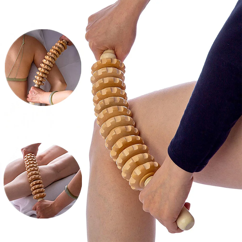 

Wood Therapy Massage Roller Back Shoulder Massage Stick Anti Cellulite Fascia Massage Roller for Full Body Muscle Pain Relief