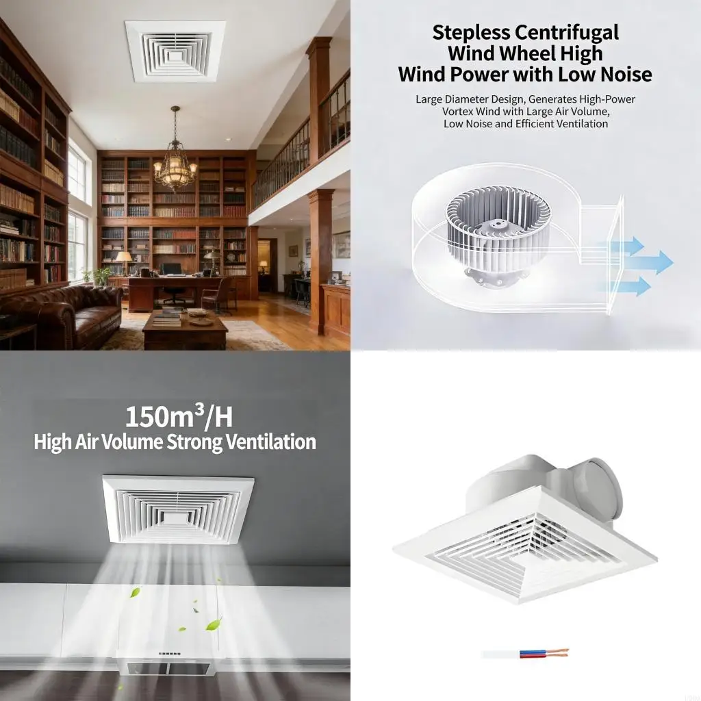 10 Size Bathroom Exhaust Fan Featuring Strong 150m3H Movement And Quiet Operation