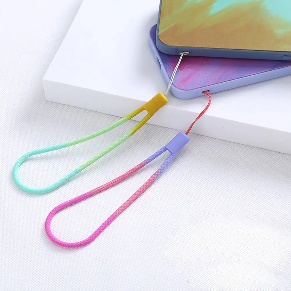 Short Rope Key Straps Hand Strap Phone Charms Phone Hanging Rope Watercolor Woven Pattern Wrist Hand Strap Mobile Phone Strap