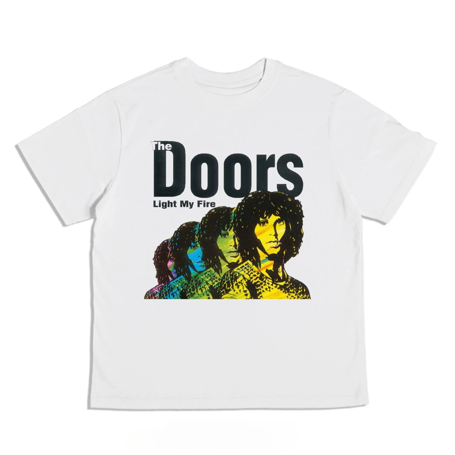 The Doors 'Light My Fire' Jim Morrison Band Graphic T-Shirt Cotton Men Women Streetwear Tee