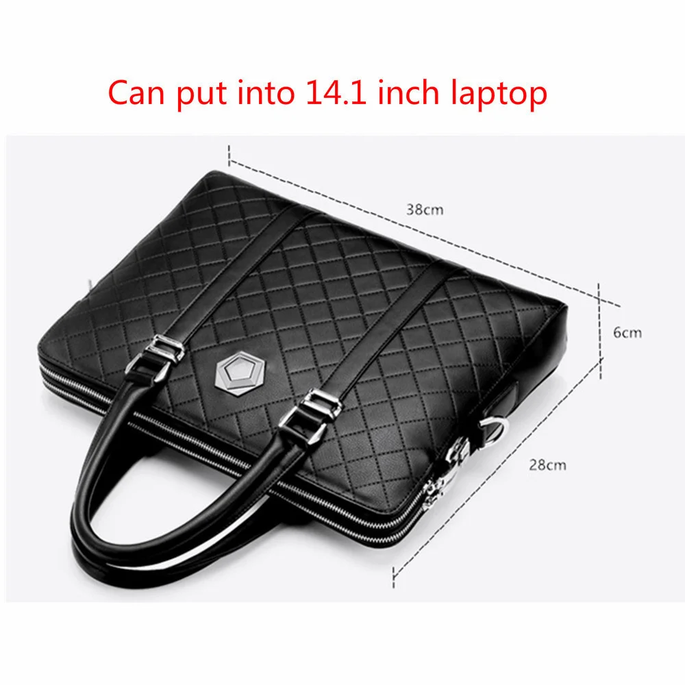 Men\'s Business Laptop Leather Handbag Man Coded Lock Shoulder Crossbody Bag Male Messenger Anti-theft Briefcase For 14\