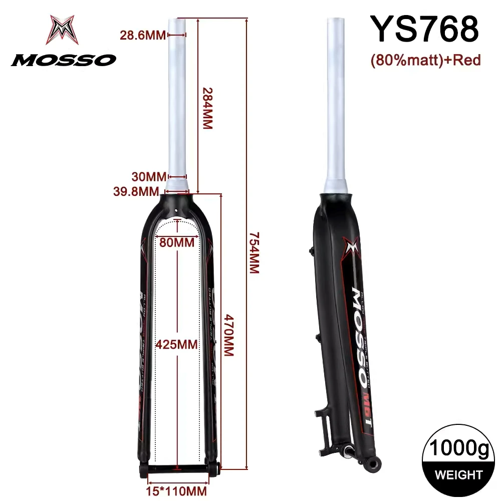 Mosso Mountainbike Vork Mountain Disc Rem Fiets Voorvork Koolstofvezel Kegel Buis Harde Vork Voor 27.5 Inch 29 Inch