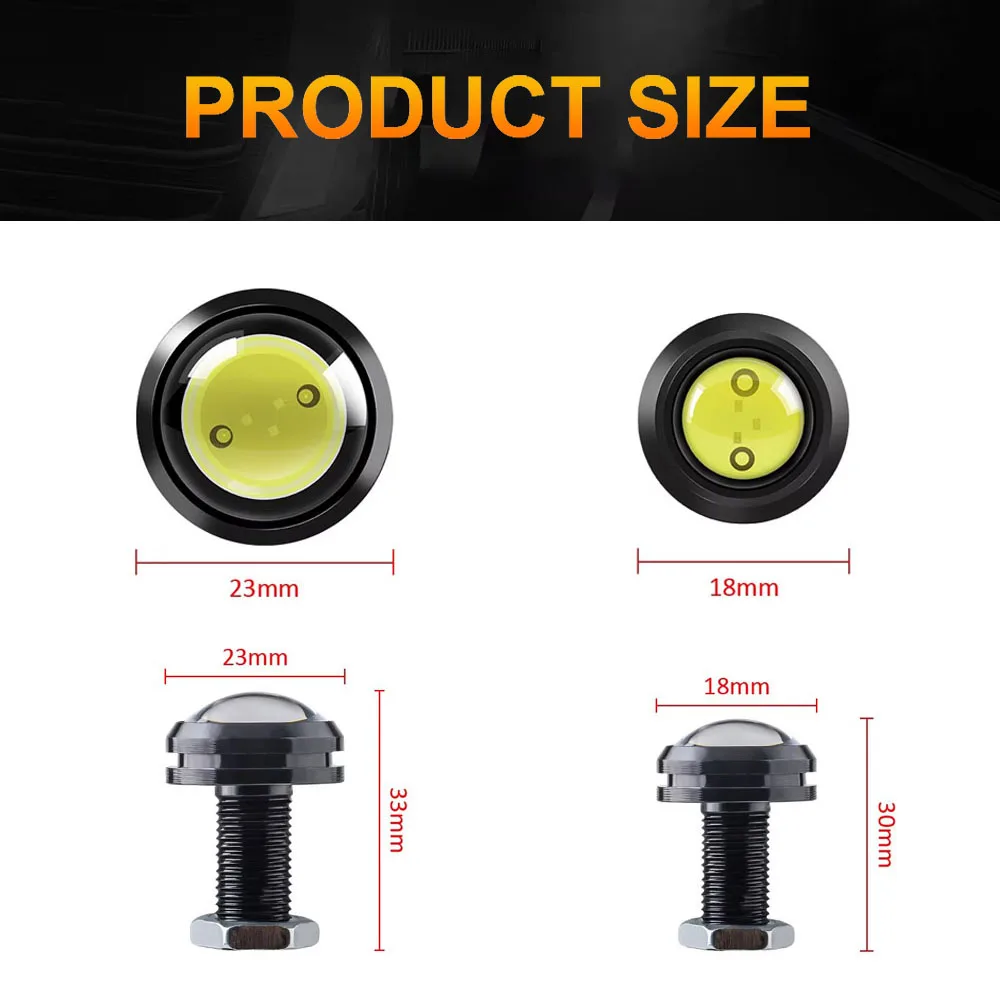 NSXINQI 18MM 23MM Car Motorcycle LED Eagle Eye Driving Lights DRL Daytime Running Lights Reversing Stop Signal Light