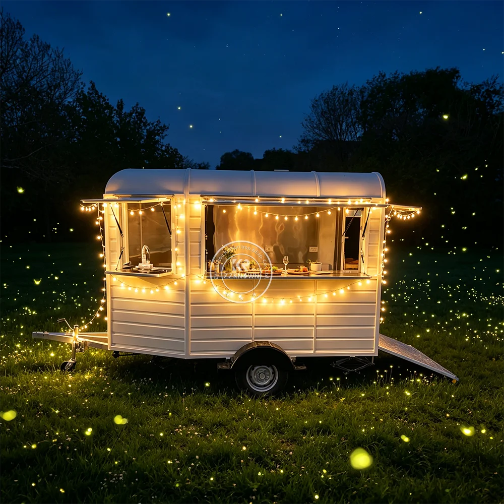 

Customized Concession Food Trailer Mobile BBQ Grill Van Street Catering Pizza Burger Food Truck With Full Stainless Kitchen