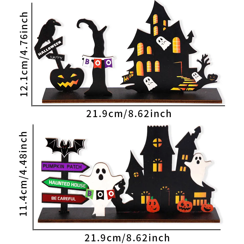 Adorno de madera para decoración de Halloween, suministros para fiestas, ambiente, calabaza, fantasma, bruja, truco o trato, 1 piezas