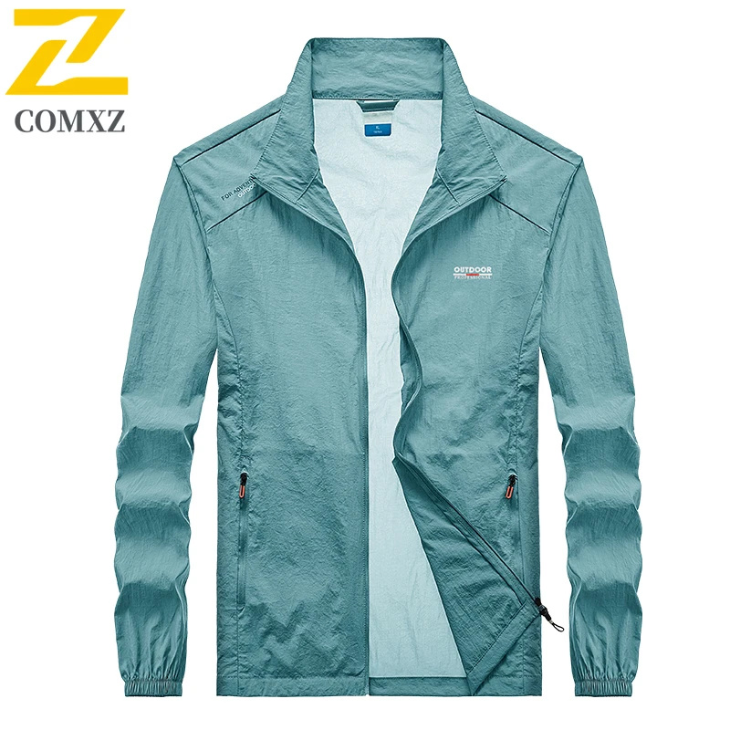 Summer Waterproof Hiking Jackets Mens Fishing Cycling Zipper Gym Sports Running Coat Outdoor Sun-Protective Thin Jacket Clothing