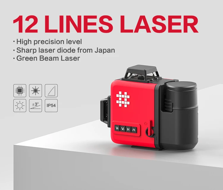 SHIJING High precision 7859E 3x360 Lines Green Beam 3D Laser Level with Outdoor & Remote Control Function