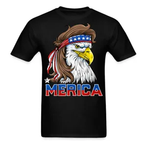 Merica shirt USA eagle4th of july Flag size   T-shirts for Men Clothing High Quality 100%Cotton Short Sleeve