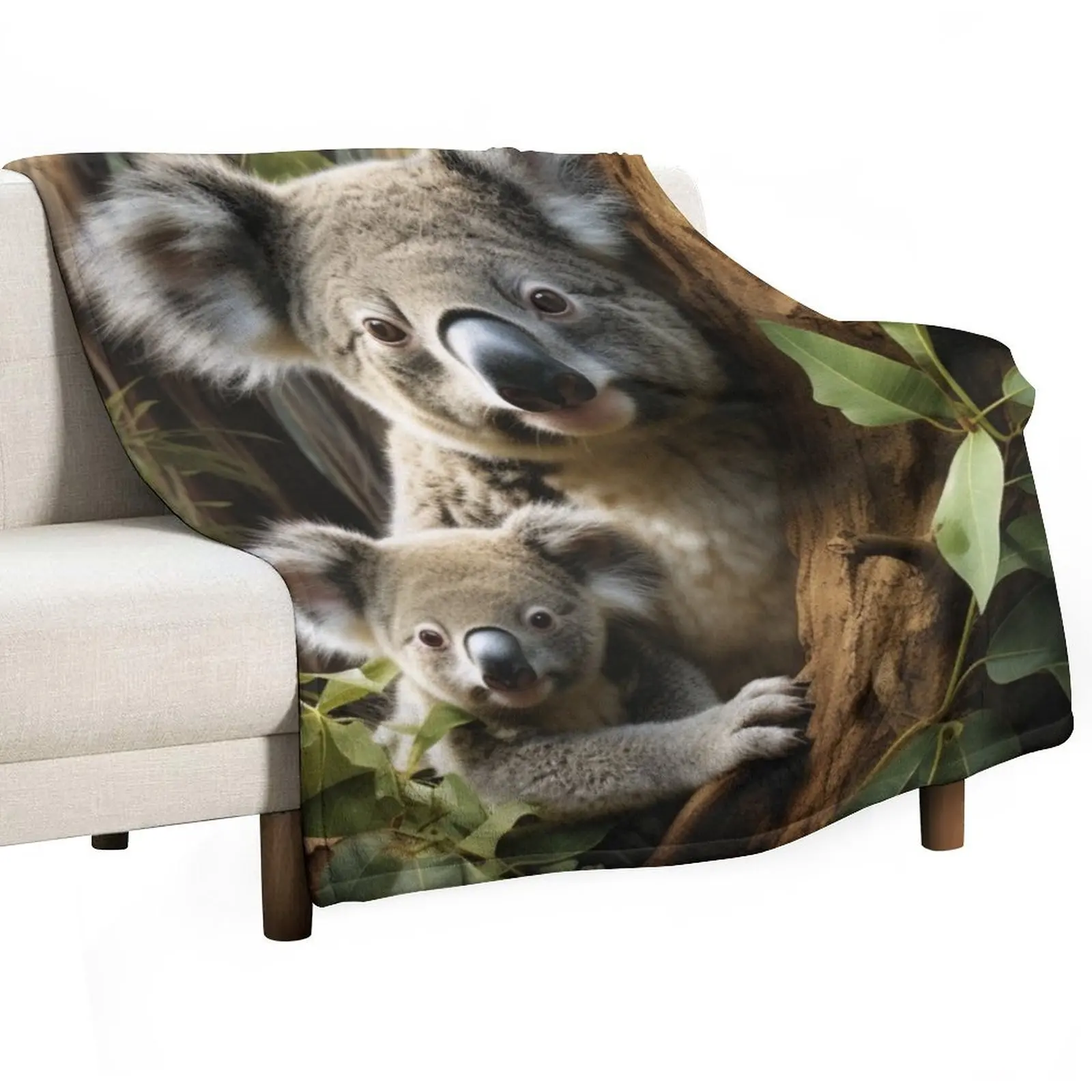 Baby Koala Bear and Mom Throw Blanket christmas decoration Soft Beds Blankets