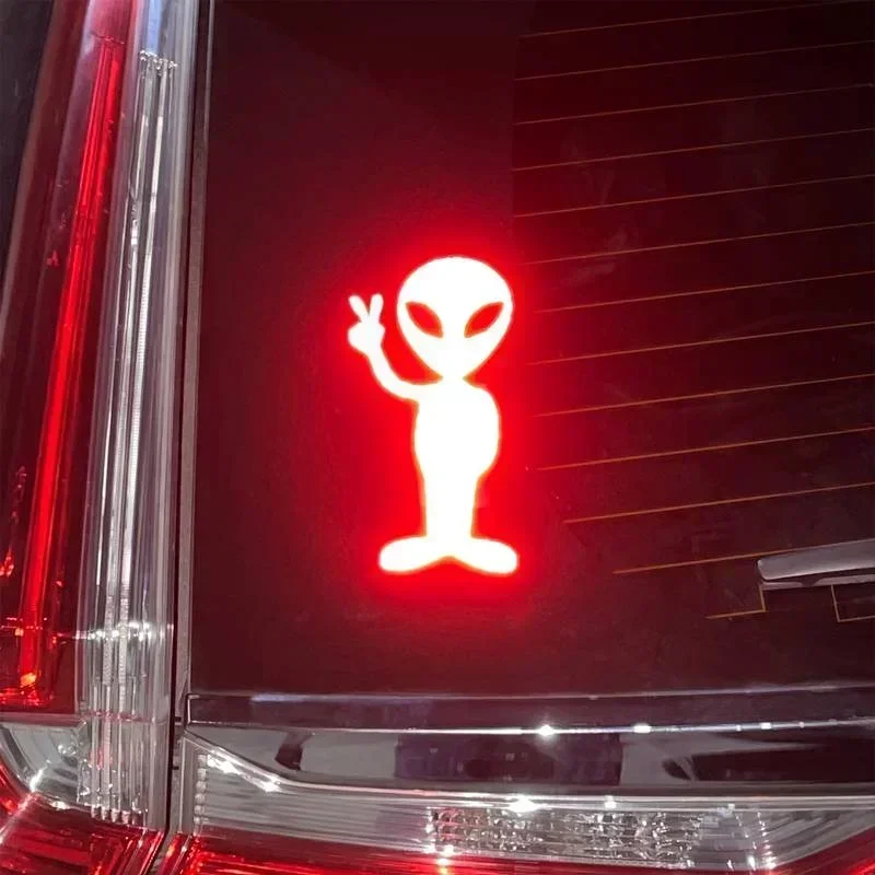 

1PCS Decoration Sticker Motorcycle Car Alien Reflector Stickers Motorbike Decorative Accessory High Reflective Stickers
