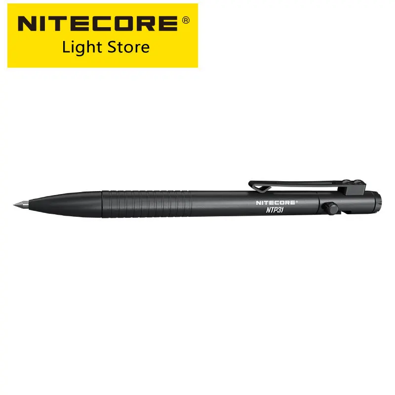 Nitecore NTP31 CNC Bidirectional Bolt Action Tactical Pen Self-defense Ballpoint  + Tungsten Steel Tapered Tip Glass Breaker