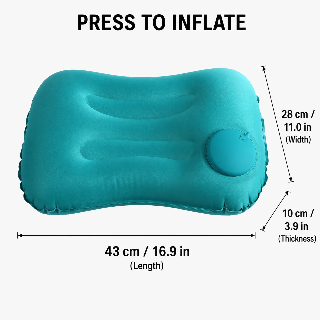4PCS Inflatable Travel Pillow Set, Press-to-Inflate Flocked Neck Lumbar Support Cushion with Eye Mask Earplugs Storage Bag