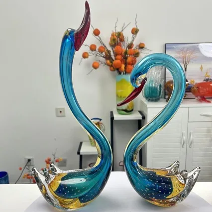 Glazed swan couple ornament handicrafts Nordic simple home decoration holiday gifts Glazed animal ornament