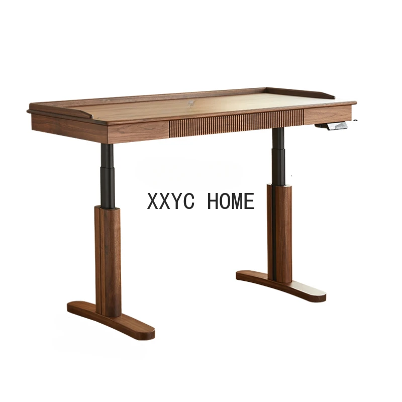 North American Black Walnut Electric Lifting Desk Intelligent Real Office Computer Desk Double Motor Workbench