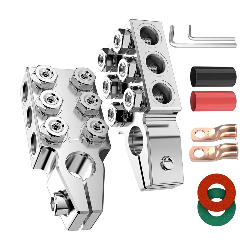 

Automotive Battery Accessories 12-Way Battery Terminal Connectors 6 Hole-Holders For Cables Complete Installation Kit