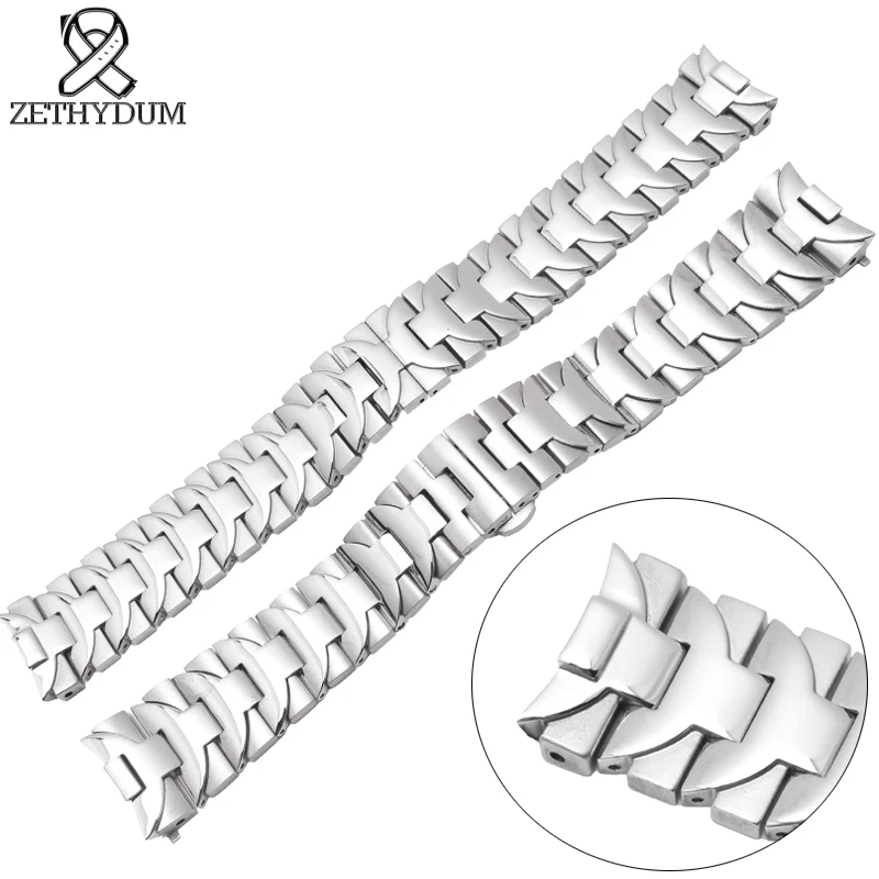 316L Stainless Steel bracelet 24mm metal watchband for Panerai PAM111 PAM441 mens watches strap belt silver Arc mouth watch belt