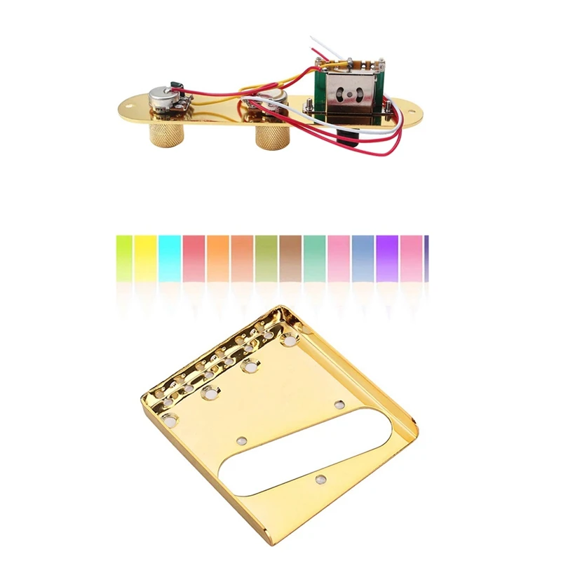 Saddle Bridge Plate 3 Way Switch Control Plate Gold & Top Loader Guitar Bridge Plate For Fender Telecaster (Gold)85.5Mm