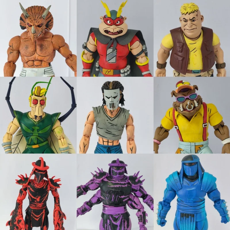 In Stock Neca Ninja Turtles Insect Humans Triceratops Tauren Pig Face Shredder With Lacquer Flaws 7-Inch Doll