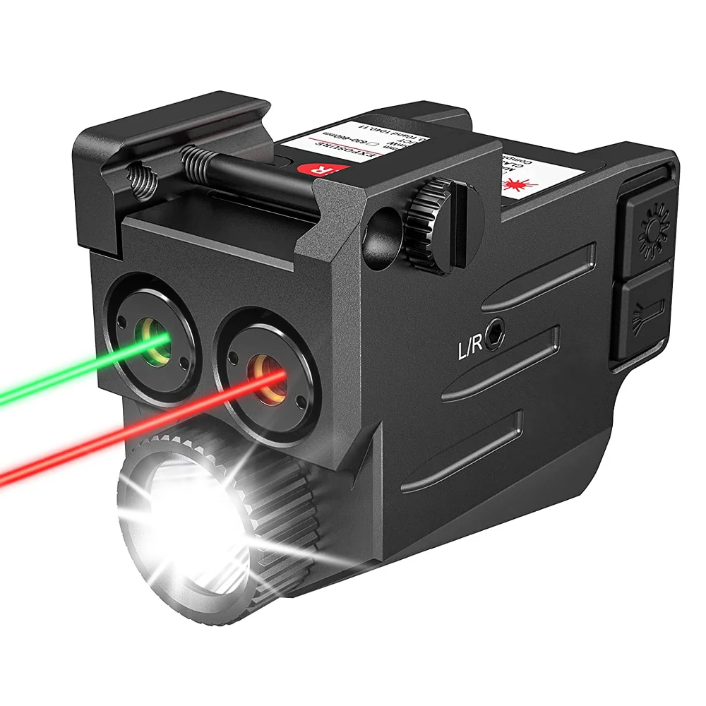 

800 Lumens Weapon Gun Light Red Green Laser Sight Combo Compact Pistol Gun Laser Flashlight for 20mm Rail